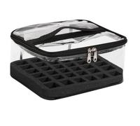 Organizer per smalti, custodia trasparente per 36 bottiglie, borsa portatile da viaggio in PVC per riporre la vernice, Nero , 1 count (Pack of 1)