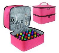 Organizer per smalti per unghie, contiene 30 flaconi (15 ml) e una lampada UV, custodia a doppio strato, porta smalto portatile con interno rimovibile (rosa) (solo borsa)