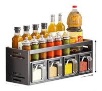 Organizer per spezie da parete, in alluminio, senza trapano, regolabile, multi scomparto, resistente alla ruggine, a prova di olio, canna di fucile, moderno scaffale da cucina (B)