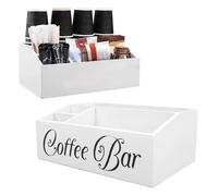 Organizer per Stazione caffè, Porta Cialde caffè, Cestino Portaoggetti, Contenitore per Contenitori Bar in Legno con 4 Scomparti, Organizer per Accessori Bar caffè per Piano di