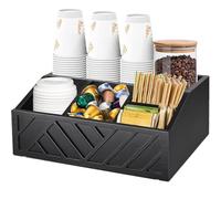 Organizer per stazioni da caffè, in legno, con scomparto per cialde di caffè, grande capacità, multi sezione, espositore da cucina, per tè, sciroppo per la casa