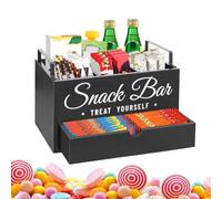 Organizer per stazioni di caffè, porta caffè da appoggio, contenitore da cucina in legno, cassetto per cialde, bustine di tè, pacchetti di condimenti, zucchero, bottiglie di sciroppo, supporto per