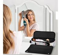 Organizer per strumenti per capelli 2 in 1 con tappetino resistente al calore, custodia per il trasporto di ferro arricciacapelli piatto, organizer impermeabile per ferri da stiro,