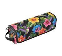 Organizer per strumenti per capelli 2 in 1 e tappetino resistente al calore con cerniera, impermeabile, organizer da viaggio per Straigheners Curling Iron Dryer Tropical Hummingbird Floral Print Borsa