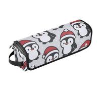 Organizer per strumenti per capelli di grande capacità e tappetino resistente al calore con motivo senza cuciture pinguino con cerniera