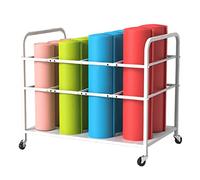 Organizer per tappetino da yoga con rotelle, carrello mobile in schiuma, può contenere oltre 12 cuscinetti, struttura in ferro resistente per attrezzature da allenamento in palestra a casa