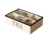 Organizer per tè in legno con sistema di partizione quadrata e coperchio superiore trasparente per una manutenzione senza sforzo e forniture (casa)
