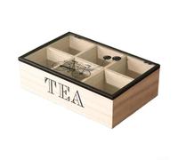 Organizer per tè in legno con sistema di partizione quadrata e coperchio superiore trasparente per una manutenzione senza sforzo e forniture (bicicletta)