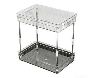 Organizer per trucchi a strati per bancone del bagno, con pratico layout per riporre articoli da toeletta, prodotti per la cura della pelle e cosmetici in ordine (2 ripiani trasparenti)