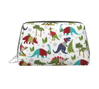 Organizer per trucchi con stampa di dinosauri colorati, versatile, con chiusura a cerniera sicura per donne, Argento, One Size