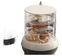 Organizer per trucchi e gioielli, girevole a 360 gradi, trasparente, multistrato, organizer per accessori da trucco, espositore compatto impilabile (A)