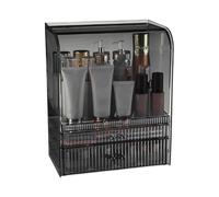 Organizer per trucchi, espositore per cosmetici, porta bellezza con coperchio, cassetto antipolvere, scatola portaoggetti per prodotti cosmetici, articoli da toeletta, uso quotidiano del bagno, Nero