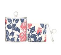 Organizer per trucchi in plastica trasparente con coperchio, per riporre il filo interdentale, per cotton fioc, tamponi di cotone, bastoncini di cotone, filo interdentale, graffette, confezione da 2