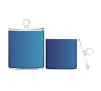 Organizer per trucchi in plastica trasparente sfumata blu scuro con coperchio, per oggetti essenziali da bagno, piccoli contenitori decorativi per filo interdentale, graffette, confezione da 2