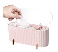 Organizer per trucchi Porta dischetti in cotone a 3 scomparti Dispenser per batuffoli di cotone Contenitore per trucchi per comò Camera da letto Bagno