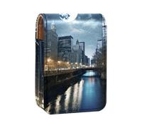 Organizer per trucco,custodia per rossetto per trucco per mini borsa da viaggio esterna,architettura città caduta luna