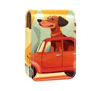 Organizer per trucco,custodia per rossetto per trucco per mini borsa da viaggio esterna,Benvenuti a casa divertente cane albero rosso auto