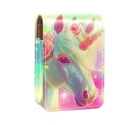 Organizer per trucco,custodia per rossetto per trucco per mini borsa da viaggio esterna,fiore della testa dell'unicorno del fumetto