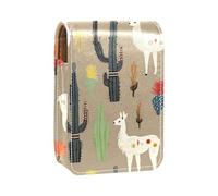 Organizer per trucco,custodia per rossetto per trucco per mini borsa da viaggio esterna,i lama dei cartoni animati piantano fiori