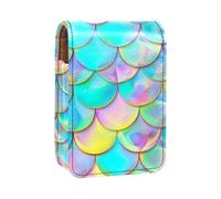 Organizer per trucco,custodia per rossetto per trucco per mini borsa da viaggio esterna,Squama di pesce sirena color caramella
