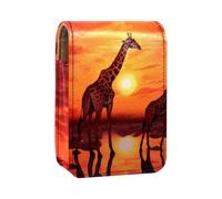 Organizer per trucco,custodia per rossetto per trucco per mini borsa da viaggio esterna,Tramonto animale della giraffa dell'Africa
