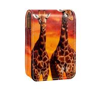 Organizer per trucco,custodia per rossetto per trucco per mini borsa da viaggio esterna,Tramonto animale della giraffa dell'Africa