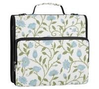 Organizer per ufficio con motivo floreale blu chiaro retrò in stile William Morris, 3,8 cm, 3 anelli, con tracolla multi-tasca, organizer per scuola media Paquete de gestión de