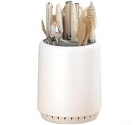 Organizer per utensili da bancone con rotazione a 360 gradi, supporti staccabili e base di drenaggio per evitare l'umidità del contatore (grigio minimalista)