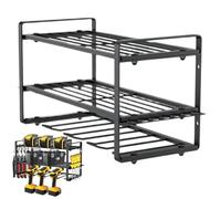 Organizer per utensili elettrici, scaffalatura per utensili elettrici, a 3 strati, scaffale per attrezzi a parete, organizer modulare, robusto per l'organizzazione di garage e capannoni