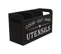 Organizer per utensili in legno per piano di lavoro della cucina, 3 scomparti, color ruggine