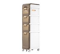 Organizer per WC per armadietti da bagno stretto, cassetto multistrato e 4 ruote, cassettiera stretta, maniglia singola di grande capacità, unità verticale per piccoli spazi, spazi, F