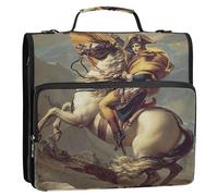 Organizer personalizzato con cerniera a 3 anelli raccoglitori da 3,8 cm con anello a D Napoleone Cavallo Neoclassico Pittura Cartella Portfolio con manico Borsa per raccoglitore scolastico con