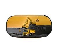 Organizer personalizzato per astucci per escavatore, astuccio per matite con nome personalizzato con cerniera, scatola di matite a tema veicolo ingegneristico, borsa porta penne camion di grande