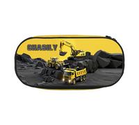 Organizer personalizzato per astucci per escavatori, astuccio per matite con nome personalizzato con cerniera, scatola di matite a tema veicolo ingegneristico, borsa porta penne camion di grande