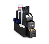 Organizer Porta Capsule Porta Cialde 9 Scomparti e 2 Cassetti Multiuso Nero
