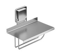 Organizer Porta rotolo di carta igienica in acciaio inox, moderno porta rotolo di carta igienica a parete con ripiano, dispenser for riporre i fazzoletti da bagno senza trapano per Shampoo(Silver)