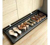 Organizer porta scarpe estraibile senza forare, guide scorrevoli ammortizzate larghezza regolabile 16-34 pollici, porta scarpe a spinta/apertura con colpo di punta per fondo armadio(Black,22*22in)