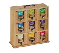 Organizer porta tè con 9 scomparti Cofanetto per tisane Design elegante Naturale