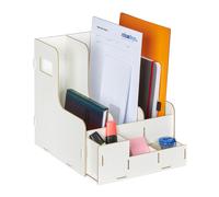 Relaxdays Portadocumenti, 3 Cassetti Documenti DIN A4 27x24x31,5 cm Desk Organizer Portariviste Ufficio e Scuola, Bianco, Fibra di Legno