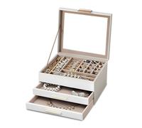 Organizer Portagioielli a 3 Livelli con Coperchio in Vetro e 2 Cassetti