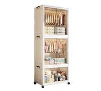 Organizer portatile per armadio, pieghevole, in plastica, autoportante, di grande capacità, per camera da letto