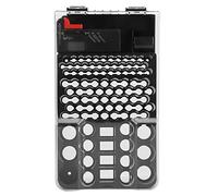 Organizer portatile per batterie con 104 scomparti, dotato di tester integrato per batterie; compatibile con pile AA, AAA, C, D, 9 V e pile a bottone; custodia compatta per