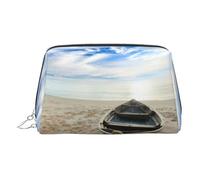 Organizer portatile per trucchi da donna con barca e alba, pronto per i viaggi nel tempo, borsa da toilette portatile, Argento, Taglia unica, Beauty case