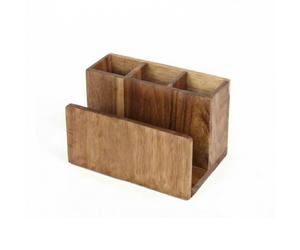 Organizer Posate con Porta-tovaglioli Bambù Naturale 4 Scomparti per Cucina