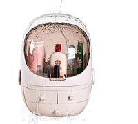 Organizer professionale antipolvere per cosmetici - Scatola portaoggetti da scrivania con cassetto organizer portatile per articoli da toeletta scatola per il trucco a forma di casco astronauta rosa