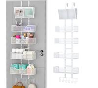 Organizer regolabile sopra la porta, portaoggetti da appendere con tasca in PVC e 4 cestini in metallo, montaggio a parete, forte portante, organizer per bagno, camera da letto, armadio, dispensa,