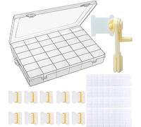 Organizer Ricamo 100 Avvolgifilo Ricamo e 1 Avvolgitore per Filo Interdentale, con 36 Scomparti Scatola e 256 Adesivi Bianchi a Pallino per Cucito Storage Fai-da-Te Ricamo Punto Croce Accessori