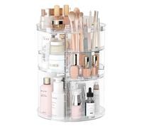 Organizer rotante per trucchi, fai da te, 8 strati regolabili, organizer per la cura della pelle, espositore per cosmetici con porta pennelli e vassoio per profumi, giostra multifunzione per piano di