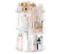 Organizer rotante per trucchi, fai da te, 8 strati regolabili, organizer per la cura della pelle, espositore per cosmetici con porta pennelli e vassoio per profumi, giostra multifunzione per piano di