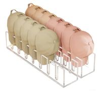 Organizer salvaspazio in acrilico per cappelli, con 7 scomparti multilivello per cappelli da baseball e invernali, trasparente, beige, 29,2 x 8 x 6 cm, confezione da 2 pezzi
